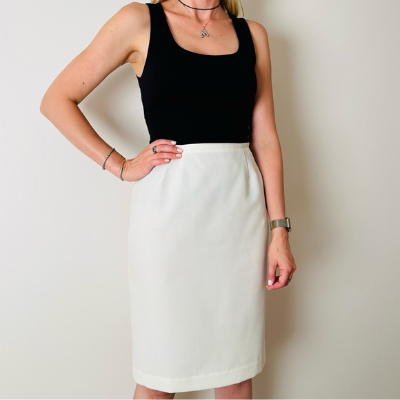 Larry Levine Classics vintage cream striped pencil midi skirt - Picture 4 of 6